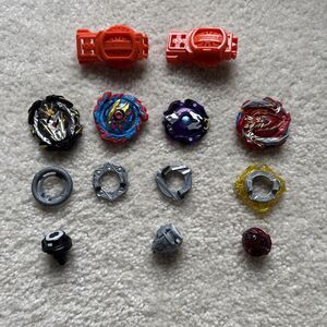 Lot Of 4 Beyblades  Black Purple Red Blue Gold Silver
